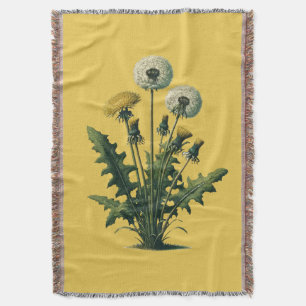 Gelbe Vintage-Löwenzahnblüten Decke