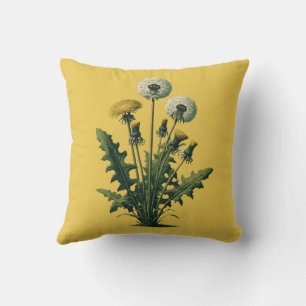 Gelbe Vintage-Löwenzahnblüten  Kissen