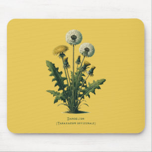 Gelbe Vintage-Löwenzahnblüten Mousepad