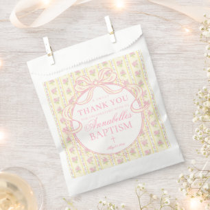 Gelbe Vintage-verschlungene Blumen Taufnachtisch-D Geschenktütchen
