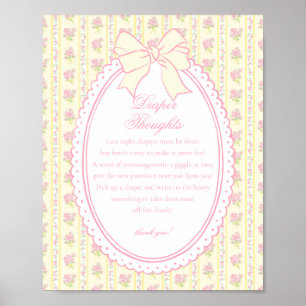 Gelbe Vintage-verschlungene Blumen-Windel-Gedanken Poster