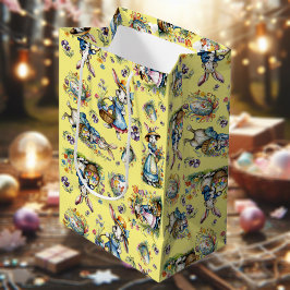 Gelbe Vintage Wasserfarbe Osterhasen und Eier Mittlere Geschenktüte