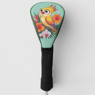 Gelbe Vögel mit Blume Golf Headcover