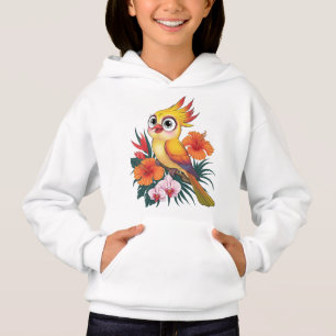 Gelbe Vögel mit Blume Hoodie