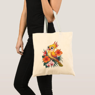 Gelbe Vögel mit Blume Tragetasche