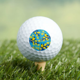 Gelbe Vogelmuster auf Zitronenbaum Golfball