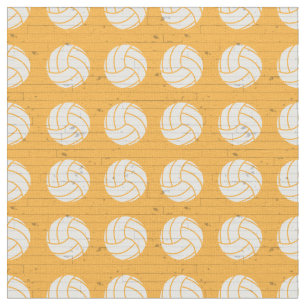 Gelbe Volleyball-Holzfußboden Gemustert Stoff