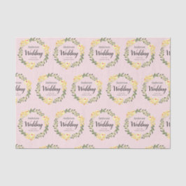 Gelbe W/C-Blume - Namen und Datum Rosa Hochzeit Seidenpapier