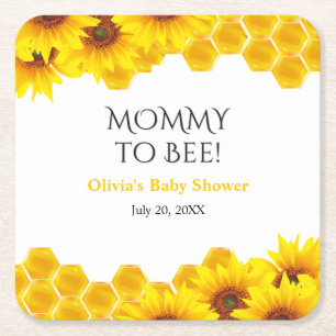 Gelbe Waben-Mommy-to-Bee-Baby-Party  Rechteckiger Pappuntersetzer