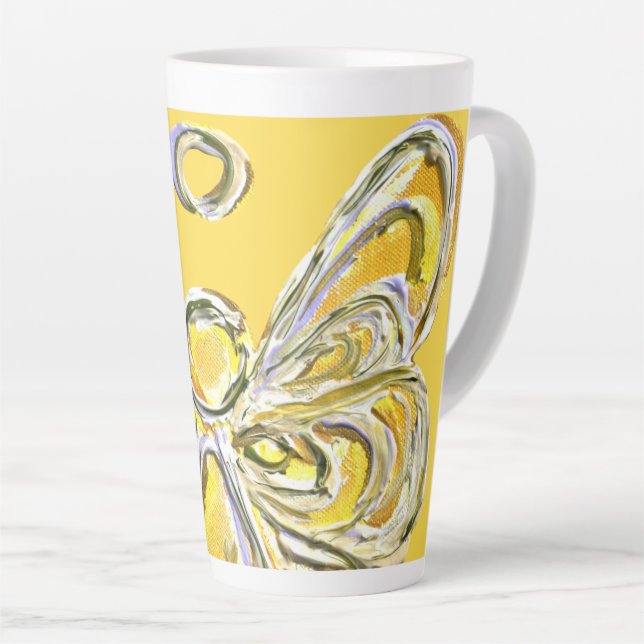 Gelbe Wächter Engel Custom Latte Coffee Cup Tasse (Rechte Ecke)