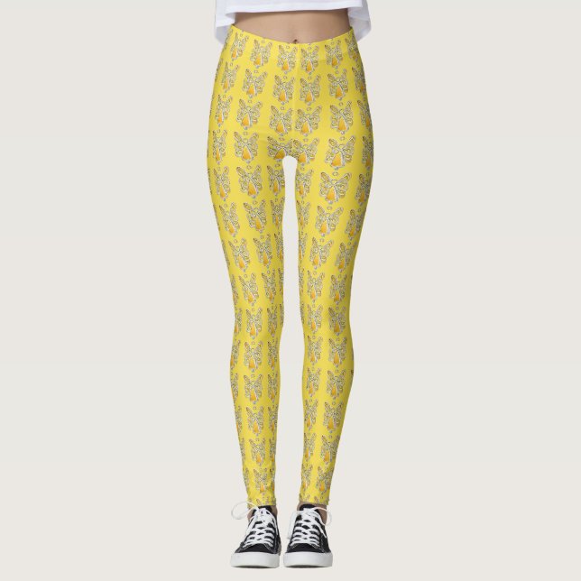 Gelbe Wächter Engel Kunst Leggings (Vorderseite)