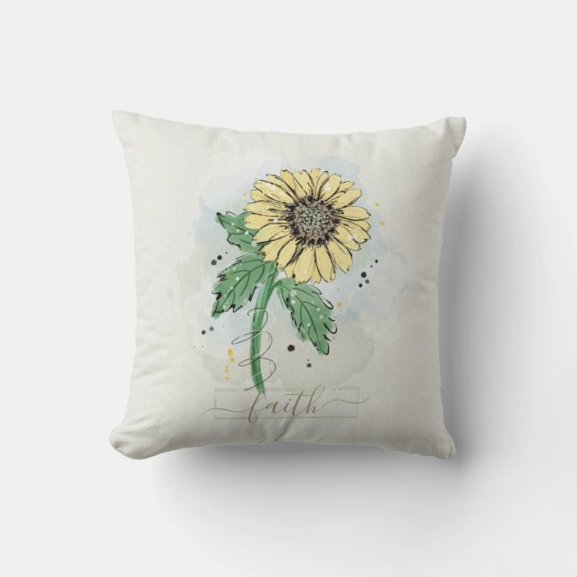 Gelbe Wasserfarbe Blume Gewürzkopfkissen Kissen (Vorderseite)