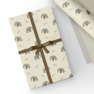 Gelbe Wasserfarbe-Elefanten-Safari-Muster Geschenkpapier
