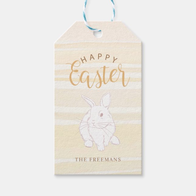 Gelbe Wasserfarbe glückliche Ostermarke Geschenkanhänger (Vorderseite)