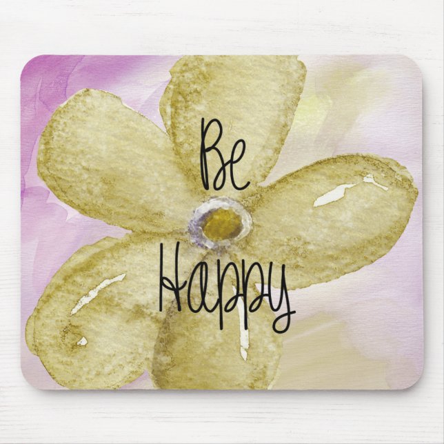 Gelbe Wasserfarbe Happy Blume Mousepad (Vorne)