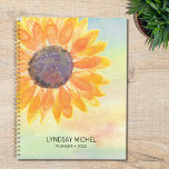 Gelbe Wasserfarbe Sonnenblume Planer<br><div class="desc">Dieser botanische Planer im Landhausstil ist mit einer gelben Sonnenblume auf einem Aquarell-Hintergrund dekoriert. Einfach anpassbar. Ändern Sie mithilfe des Entwurfstools die Textgröße,  den Stil oder die Farbe. Wenn wir unsere Kunstwerke erstellen,  werden Sie dieses exakte Bild von anderen Designern nicht finden. Original Wasserfarbe © Michele Davies.</div>