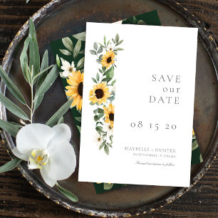 Gelbe Wasserfarbe Sonnenblumen und Hochzeit von Wi Save The Date