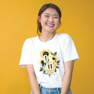 Gelbe Wasserfarbe Sonnenblumen und Wildblume Grad T-Shirt