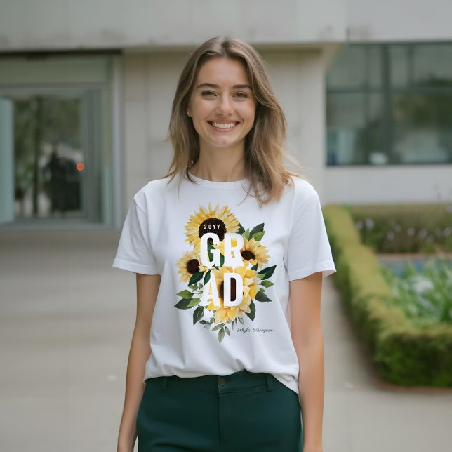 Gelbe Wasserfarbe Sonnenblumen und Wildblume Grad Tri-Blend Shirt (Yellow Watercolor Sunflowers & Wildflower Grad Tri-Blend Shirt)