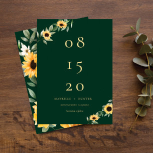 Gelbe Wasserfarbe Sonnenblumen & Wildblume Moderne Save The Date