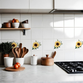 Gelbe Wasserfarben Sonnenblumen und Wildblume-Desi Fliese