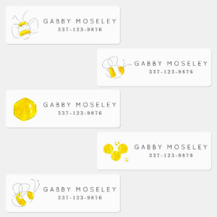 Gelbe WasserfarbenHummel Personalisierte Kinder Etiketten
