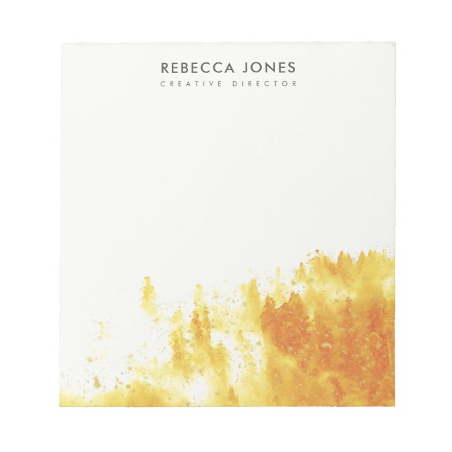 GELBE WASSERFARBLANDSCHAFT BAUMUSTER NOTIZBLOCK (Vorderseite)