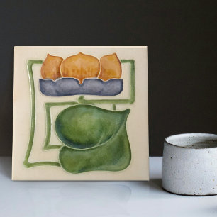 Gelbe Wasserlilie Elfenbeindekoration Jugendstil A Fliese