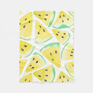 Gelbe Wassermelonen-Schnittmuster Fleecedecke