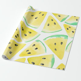 Gelbe Wassermelonen-Schnittmuster Geschenkpapier
