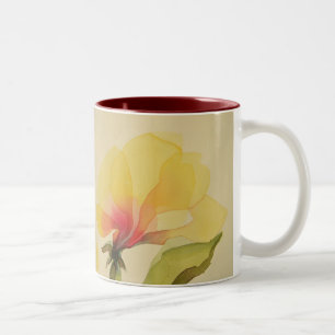 Gelbe Watercolor-Blumen-Tasse Zweifarbige Tasse