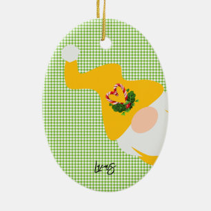 gelbe Weihnachtsmomente Schachbrett lustig Keramik Ornament