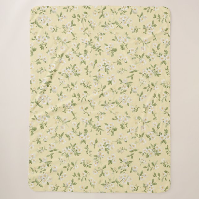 Gelbe Weiße Blumen   Sherpadecke (Vorderseite)