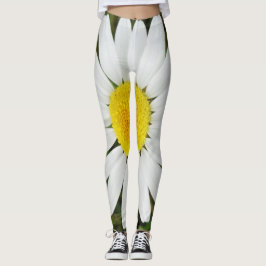 Gelbe weiße Daisy-Blume Blumenfotografie Leggings