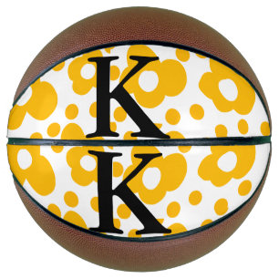 Gelbe weiße Daisy Blumenmuster fügen Monogramm hin Basketball