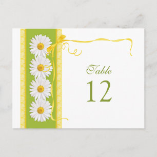 Gelbe weiße Daisy Hochzeitskarte Tischnummer