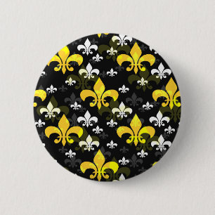 Gelbe weiße Fleur de Lis Button
