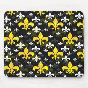 Gelbe weiße Fleur de Lis Mousepad