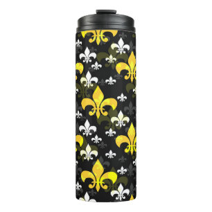 Gelbe weiße Fleur de Lis Thermosbecher