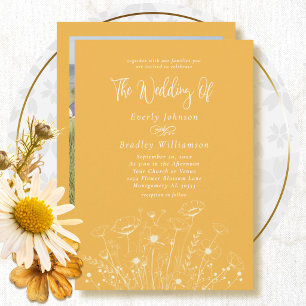 Gelbe Weiße Florale Wildblumen Einfache Hochzeit Einladung