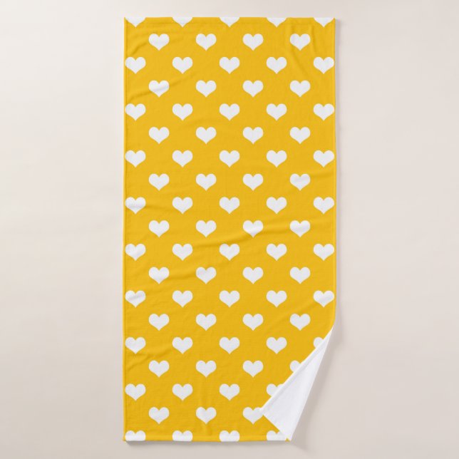 Gelbe weiße Liebe Herzdesign Badehandtuch (Badehandtuch)