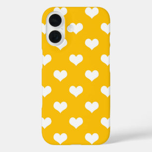 Gelbe weiße Liebe Herzdesign iPhone 16 Hülle