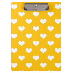 Gelbe weiße Liebe Herzdesign Klemmbrett