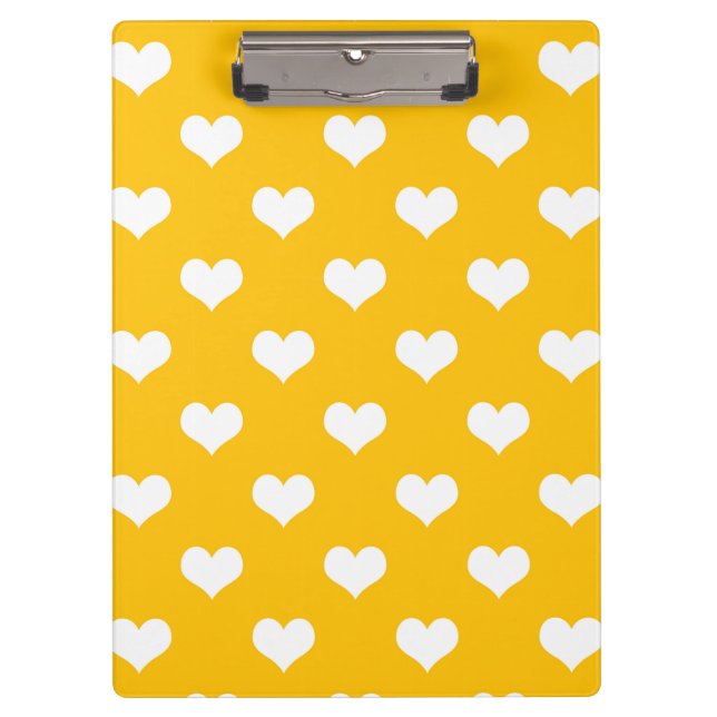 Gelbe weiße Liebe Herzdesign Klemmbrett (Vorderseite)