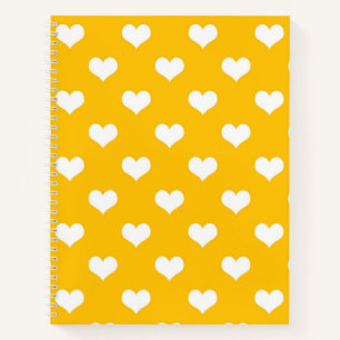 Gelbe weiße Liebe Herzdesign Notizbuch
