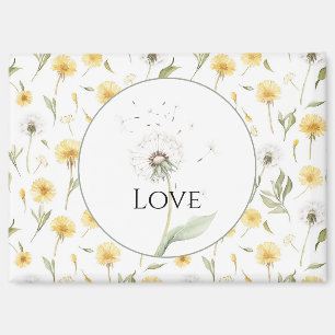 Gelbe weiße Löwenzahn Blumen Liebe Magnet