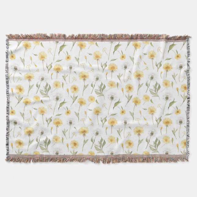 Gelbe weiße Löwenzahnblumen Decke (Vorderseite)