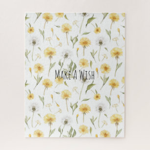 Gelbe weiße Löwenzahnblumen wünschen sich etwas Puzzle