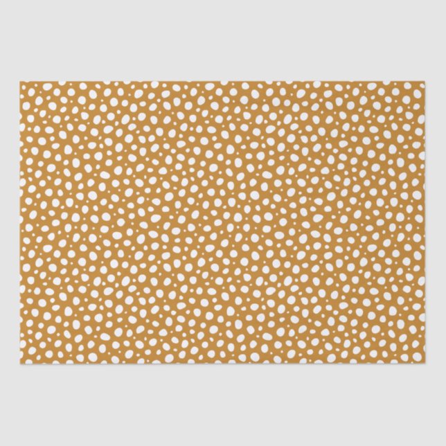 Gelbe weiße Polka Dots Herbst Stilvoll Seidenpapier (Vorderseite)