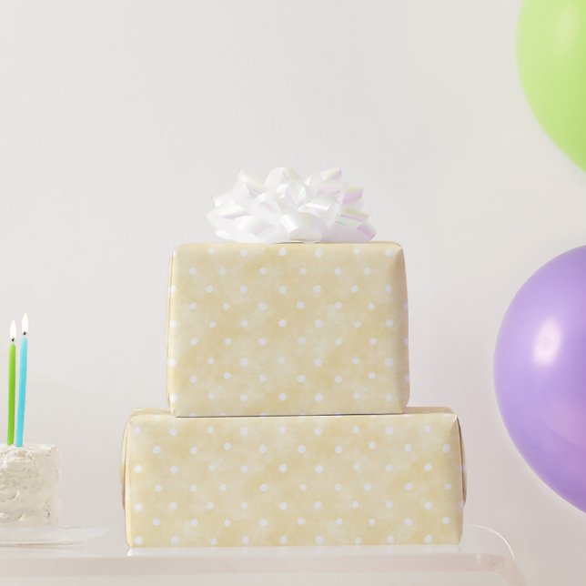 Gelbe weiße Punkte Geburtstag Geschenkpapier (Partygeschenke)